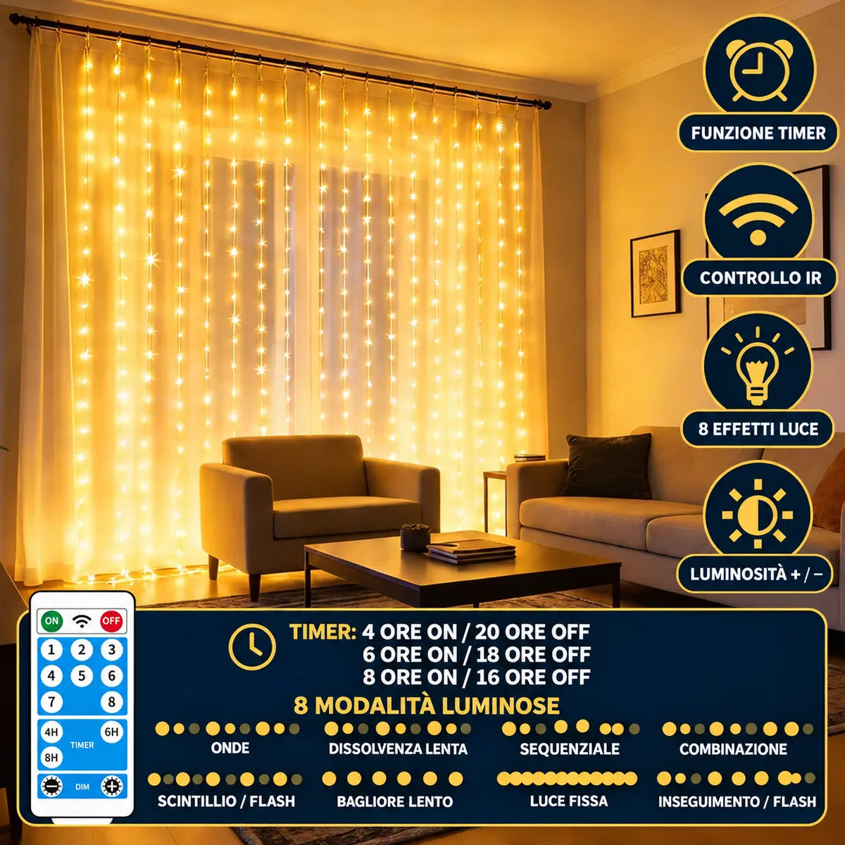 AuroraCurtain™ – Tenda luminosa solare 350 LED
