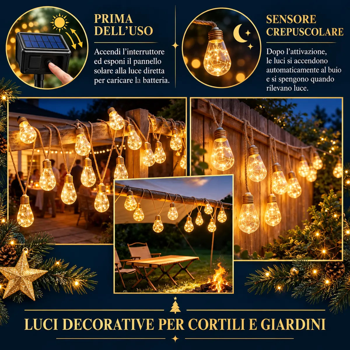 BorgoLuce Solar™ – Catena luminosa solare vintage